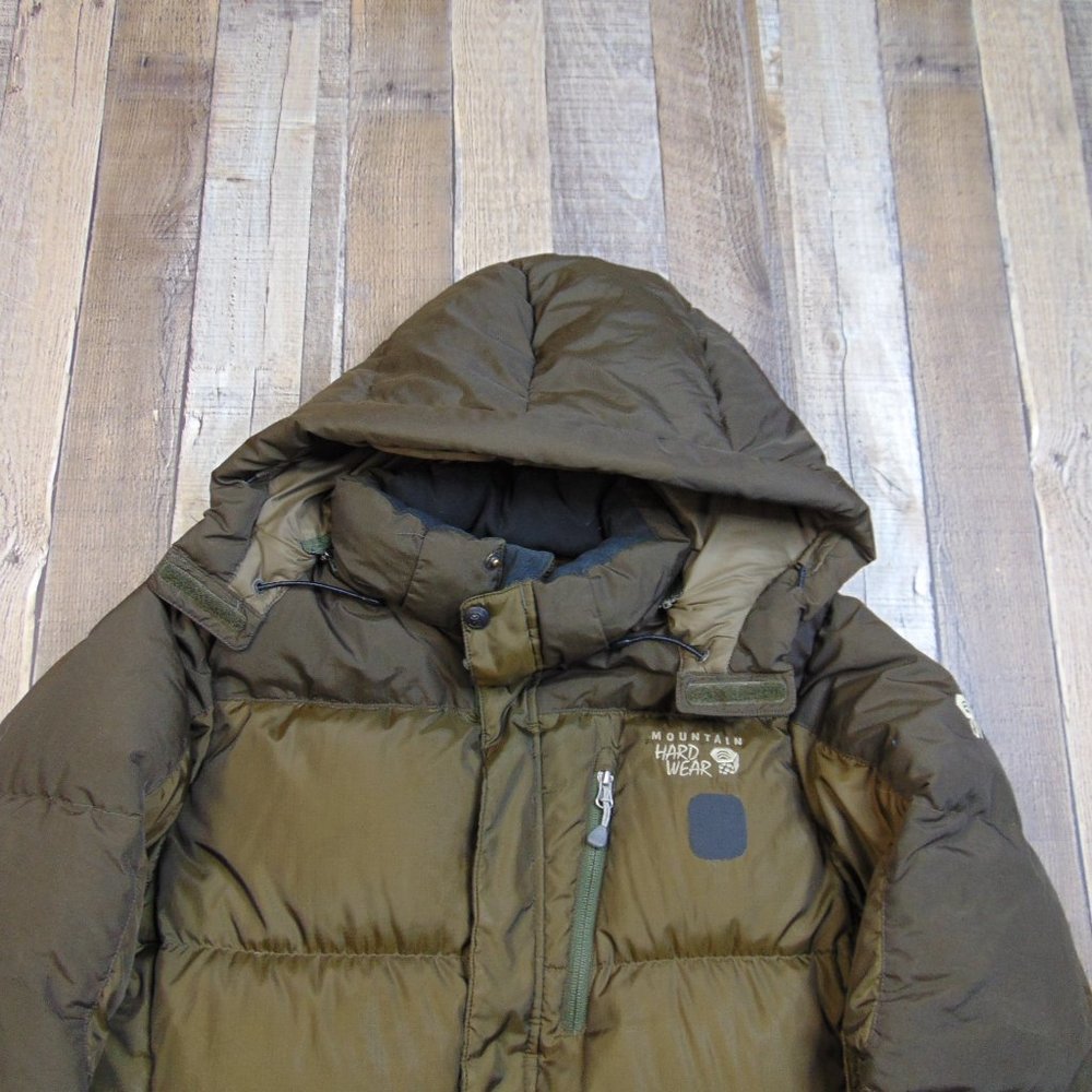 Mountain Hardwear Men M Full Zip Goose Down Puffer Jacket Brown Coat *Patched* - Picture 2 of 11